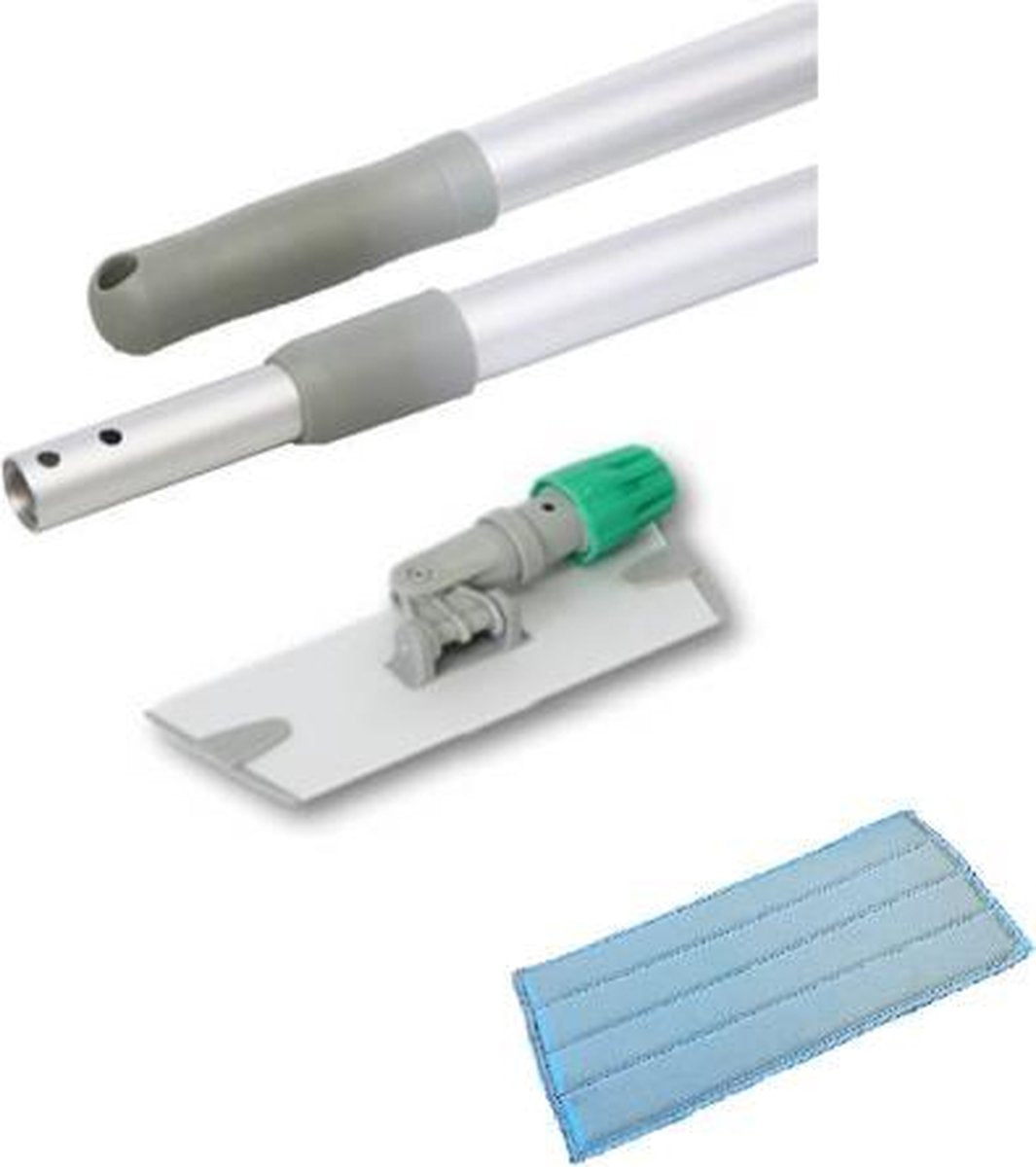 Glasmop set met telescoop steel velcro - Raamwisser met telescoopsteel raam wiser