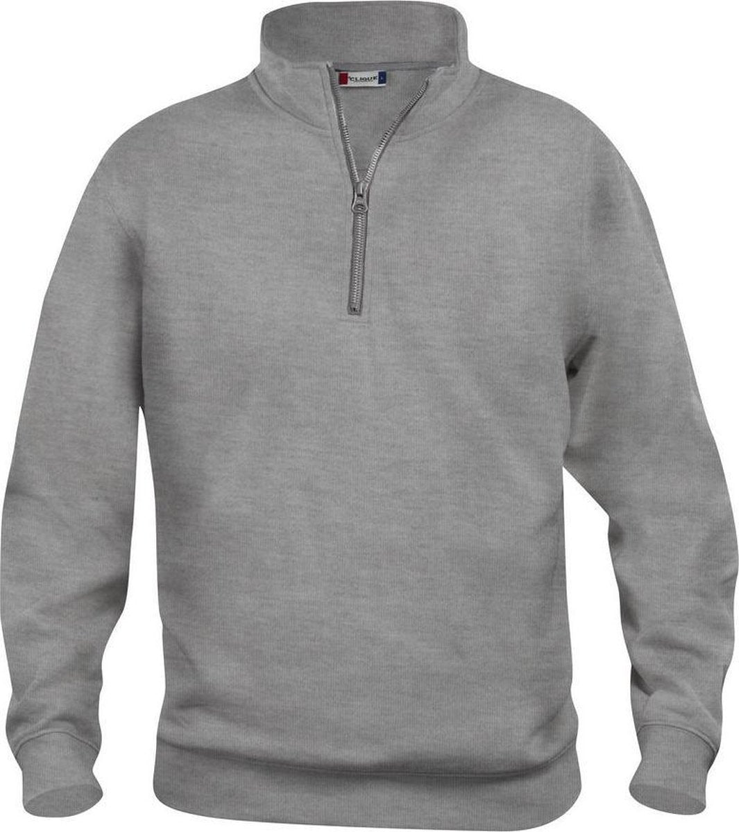 Clique Basic halfzip Grijs Melange maat M