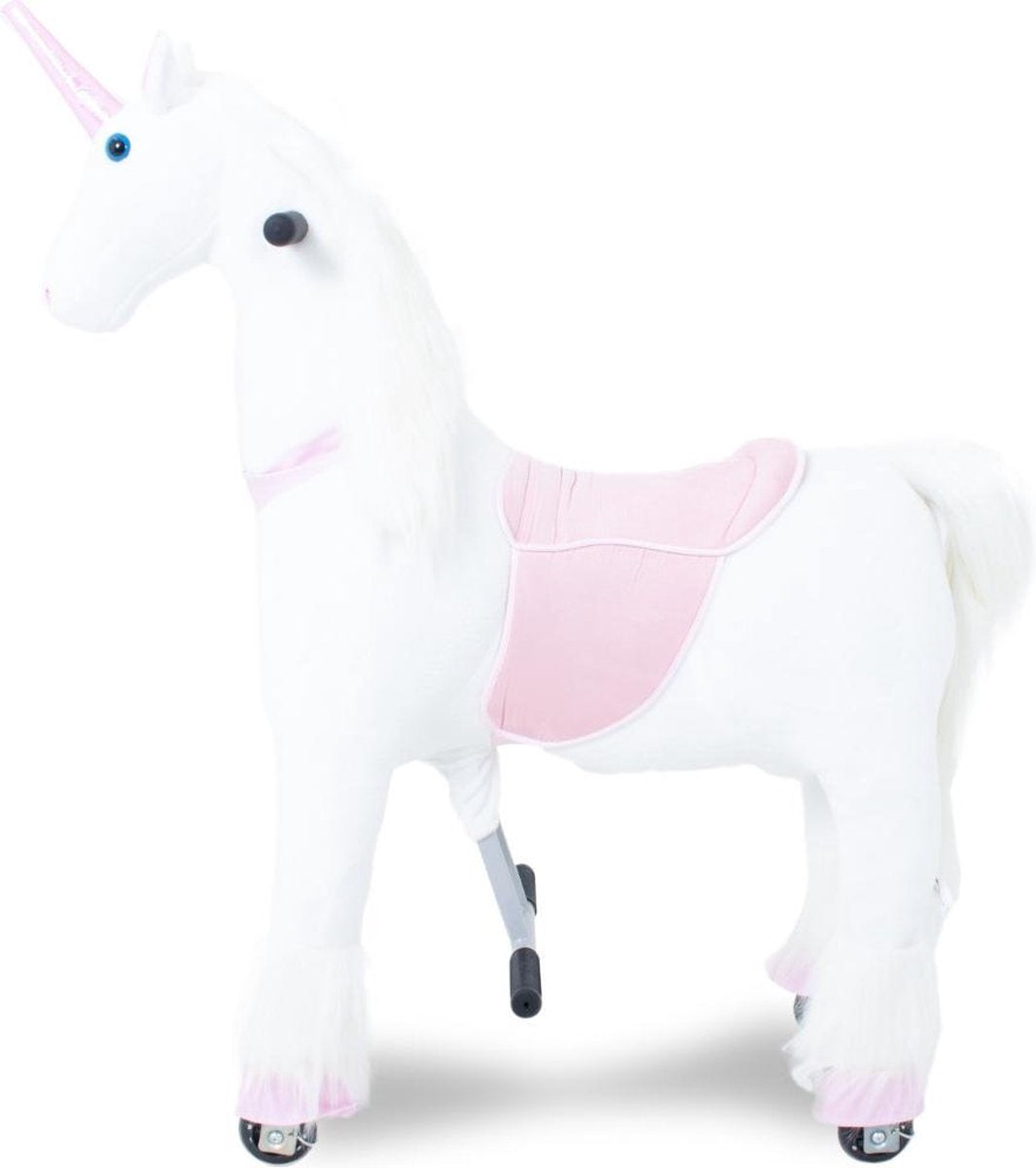 Kijana Rijden unicorn - Rijdend speelgoed - Groot - Wit/Roze