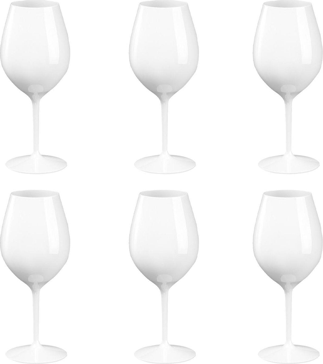 6x Witte of rode wijn wijnglazen 51 cl/510 ml van onbreekbaar / herbruikbaar wit kunststof - Wijnen wijnliefhebbers drinkglazen - Wijn drinken