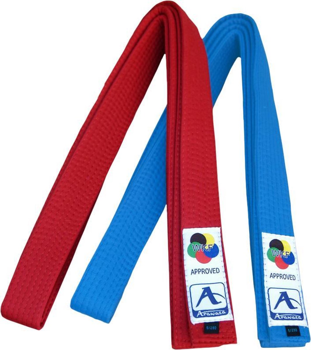 Karateband voor kumite Japanse stijl Arawaza | rood & blauw - Product Kleur: Blauw / Product Maat: 240