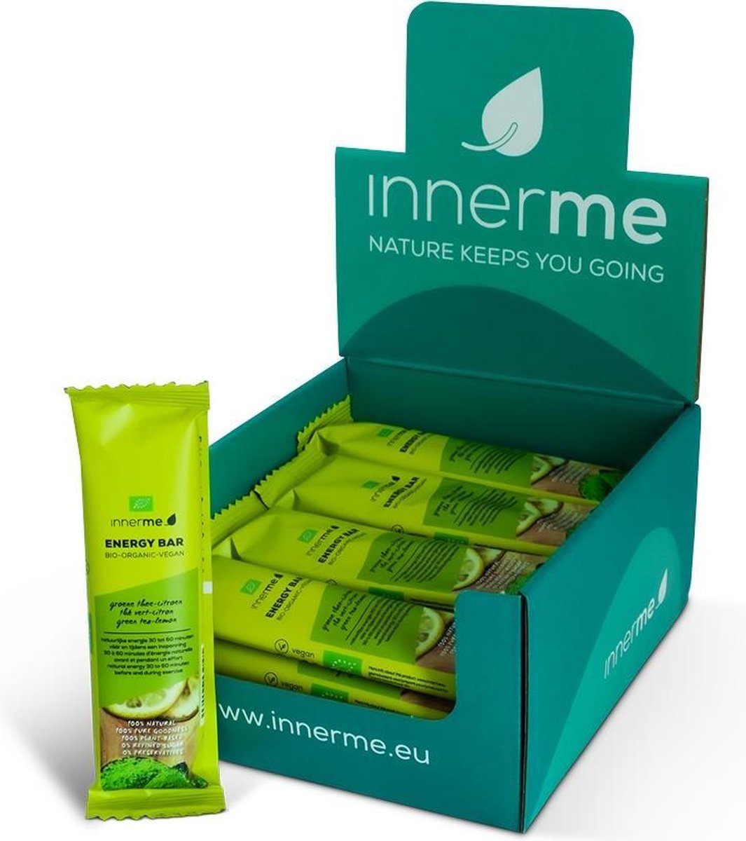 Innerme Energy Bars 'Groen Thee-Citroen' - bio & vegan sportreep - 20 energierepen 40g