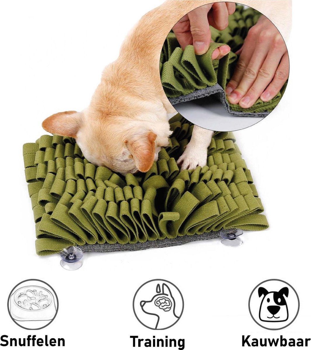 Snuffelmat Hond Kat Honden Speelgoed Puppy Speelgoed Katten Speeltjes - Snuffelmatten Voor Honden en Katten intelligentie - Hersenwerk - Speelmat - Konijnen - Training - Speeltjes - Trainingsmat - Anti-Schrok - Snuffelkleed - Groen Met Zuignapjes
