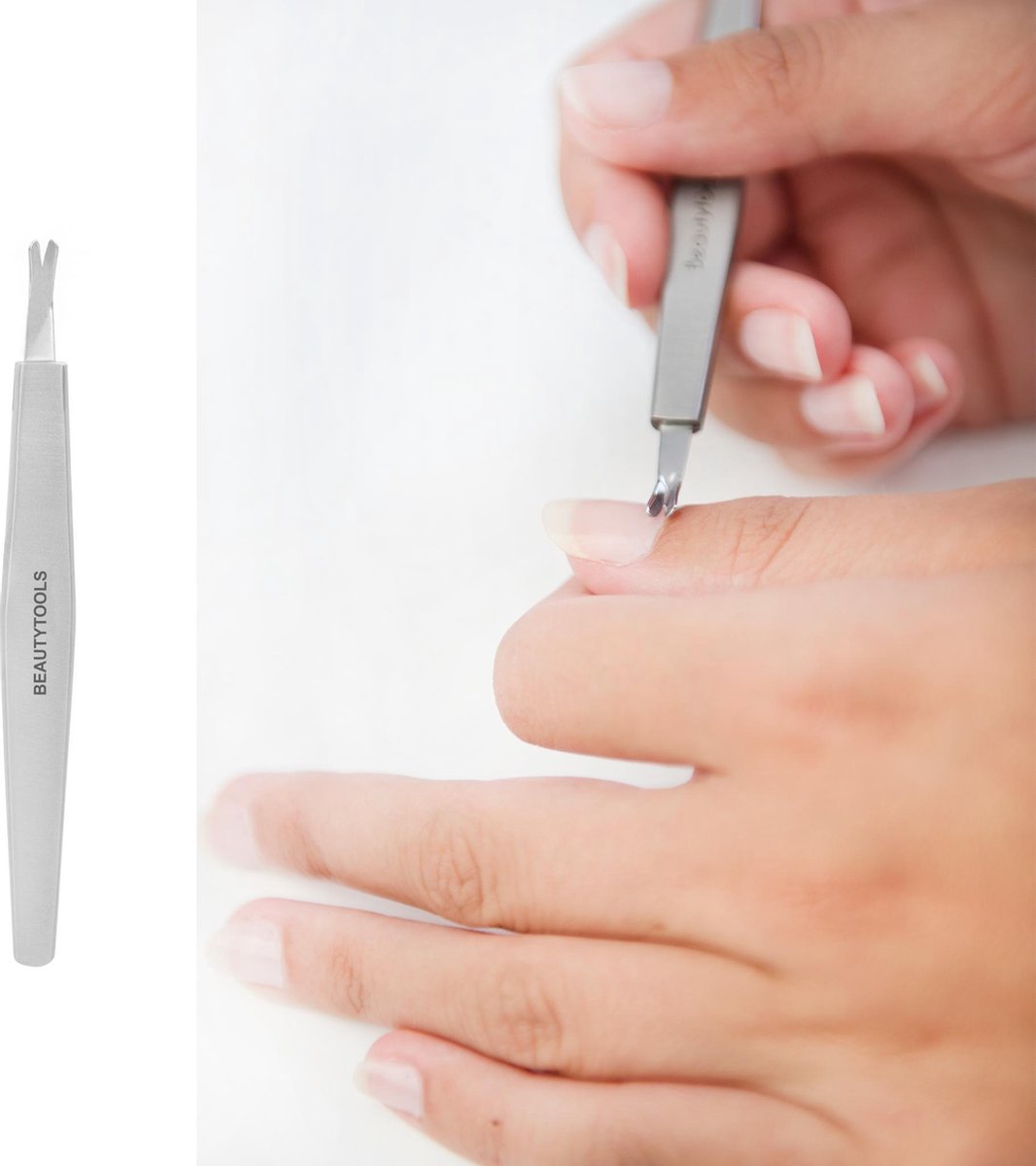 BeautyTools Manicure Nagelriem Verwijderaar / Mesje Voor Het Weghalen van Cuticles - Nagelriem Snijder - Platte Handgreep (CT-0461) INOX