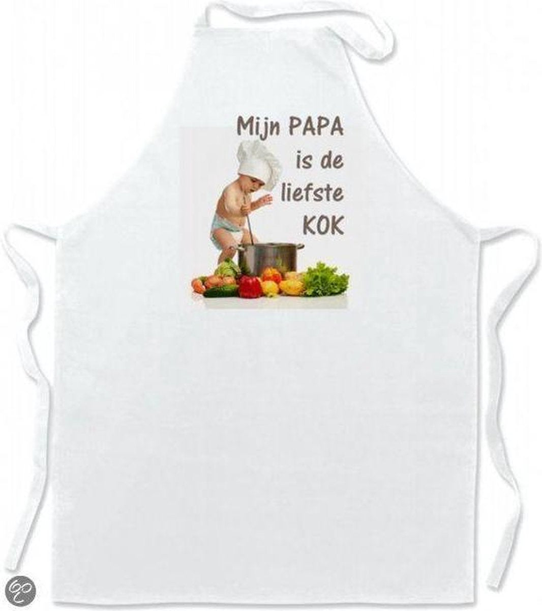Mijncadeautje - keukenschort - wit - Mijn PAPA is de liefste kok