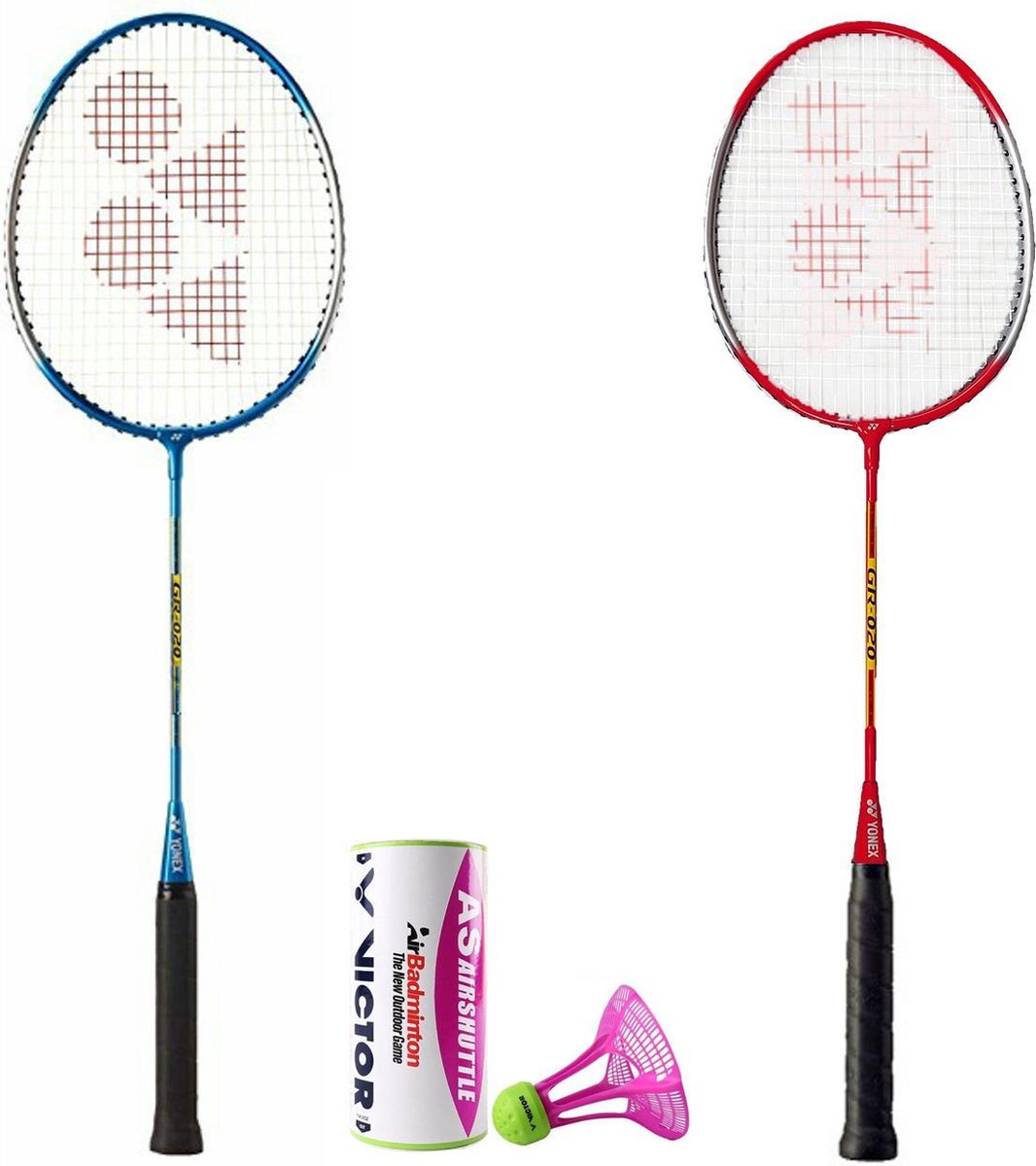 Yonex recreatieve badmintonset GR-020 met 3 JEX AIRbadminton outdoor shuttles