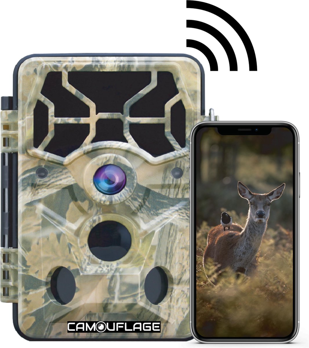 Camouflage EZ33 Wildcamera - Wildcamera met Nachtzicht - Met WIFI en APP - 24MP Full-HD
