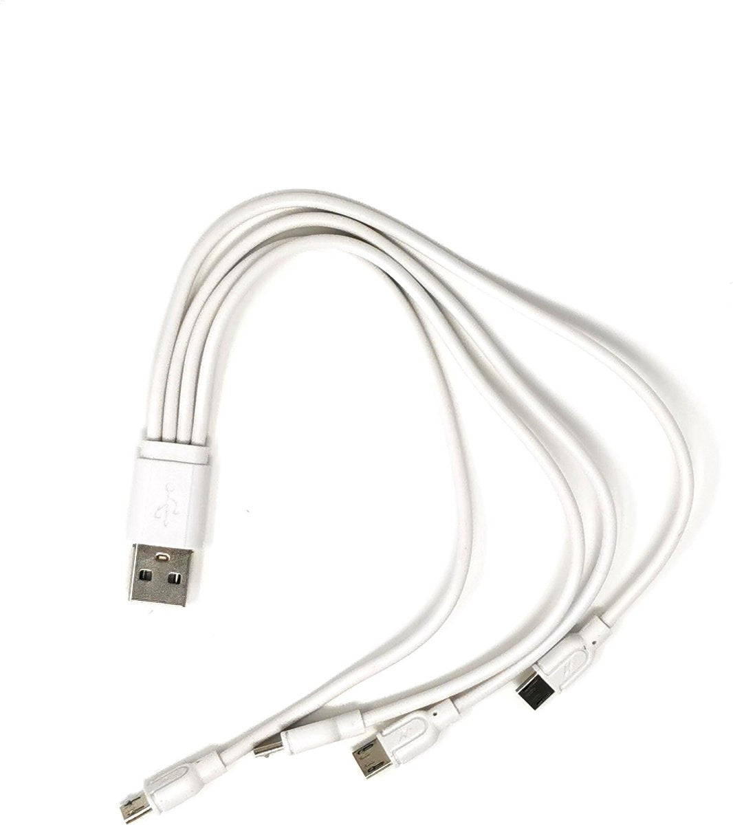4 in 1 Micro USB Li-ion Oplaadbare Batterij Kabel | USB Data Kabel (wit) | 4 x micro USB