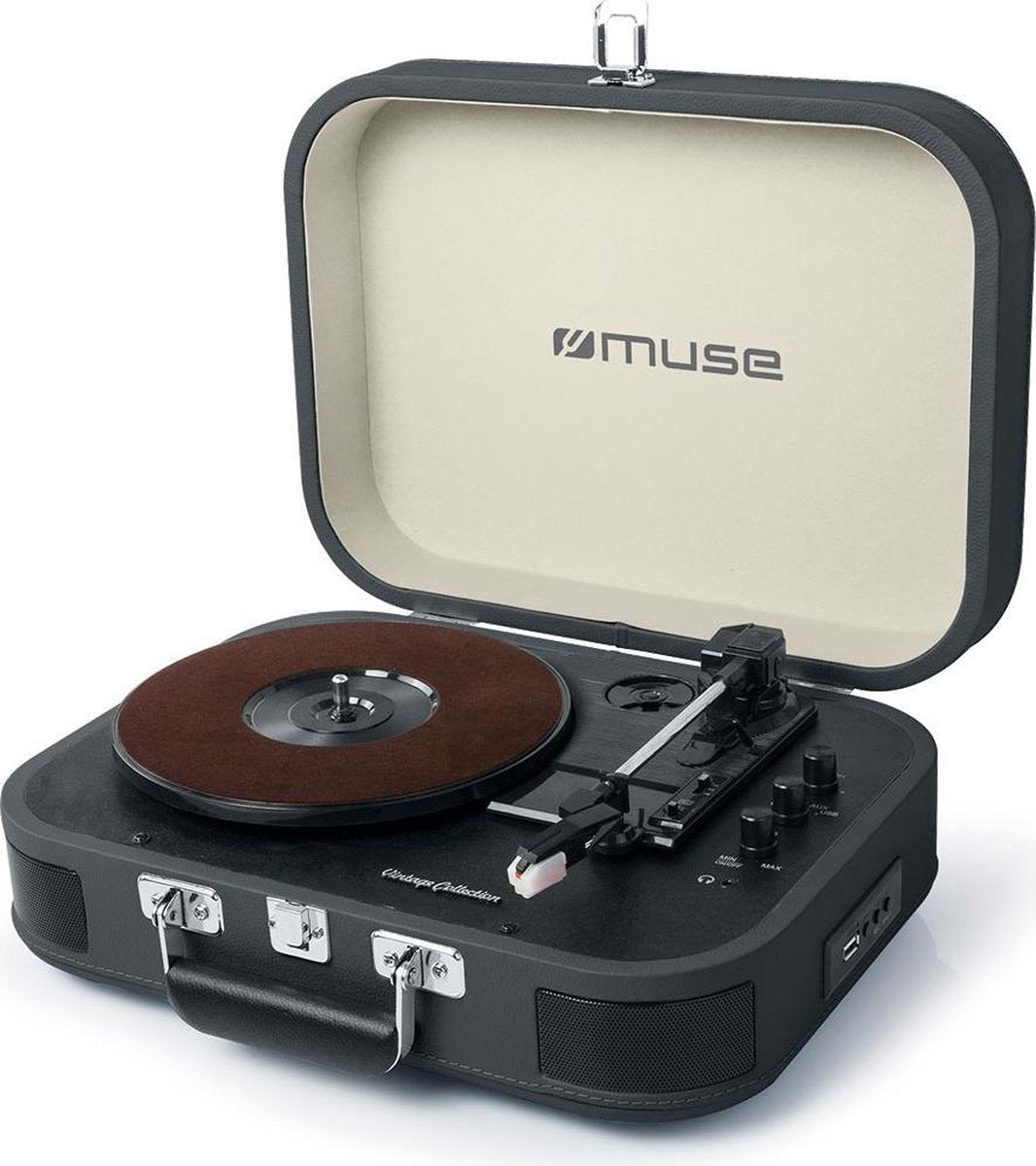 Muse MT-201 DG - Bluetooth kofferplatenspeler  - encoding functie - ingebouwde luidsprekers - donkergrijs