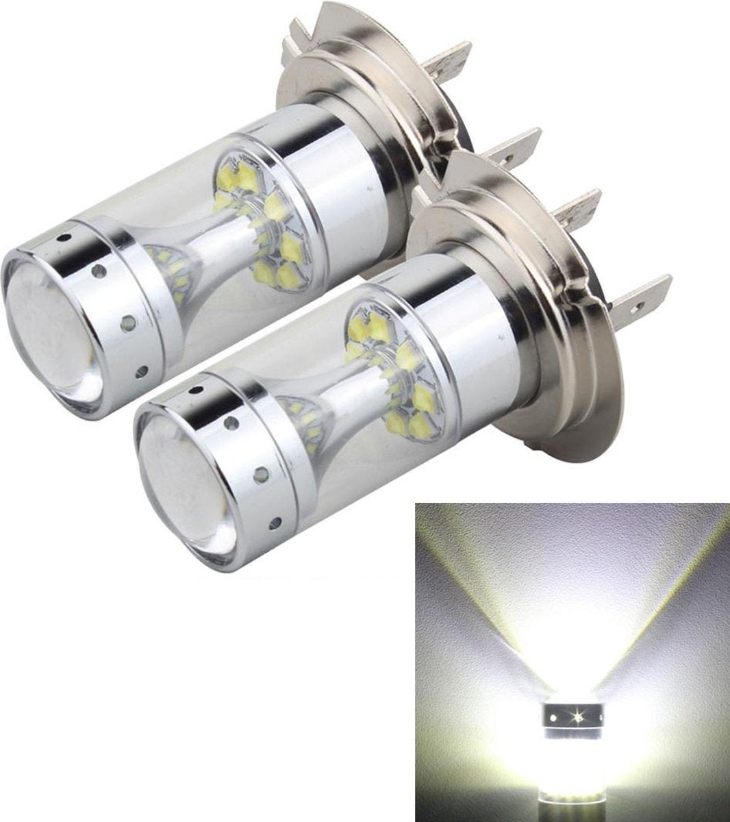 2 STKS H7 60W 1200 LM 6000K Autorichtlampen met 12 CREE XB-D LED-lampen