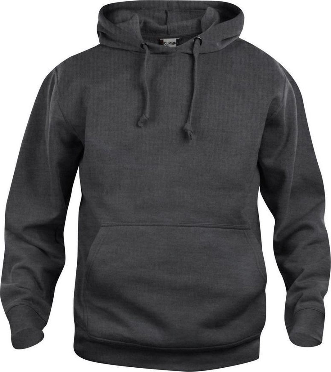 Basic hoody antraciet mélange m