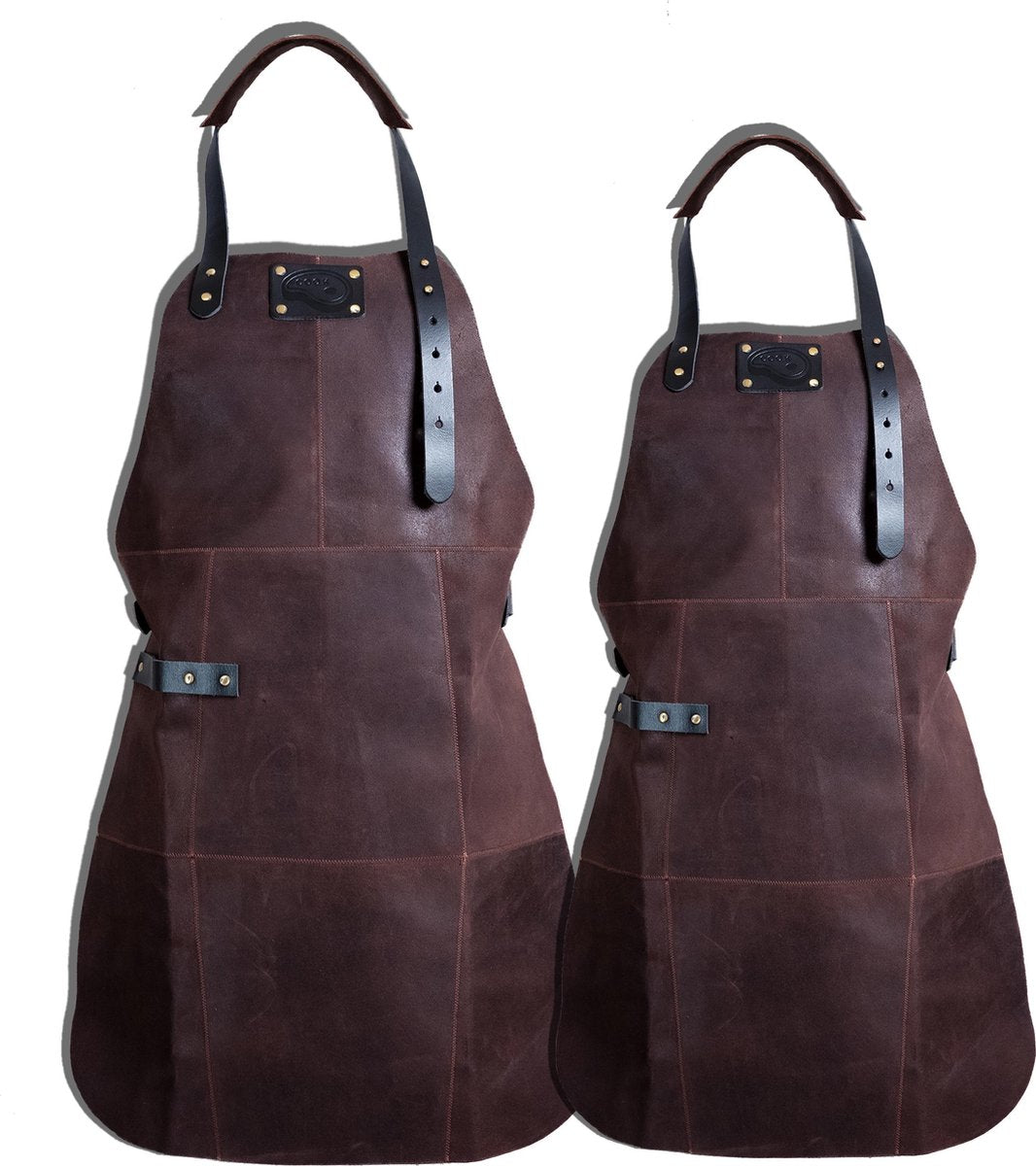 BBQ Schort - Leren Schort Luxe - Man + Vrouw - Barbecueschort - Lederen Schort –BRUIN - Kokschort - Kookschort - BBQ Schort – Kerst Cadeau 2019 – 81 x 56 cm Man + 79 x 55 cm Vrouw