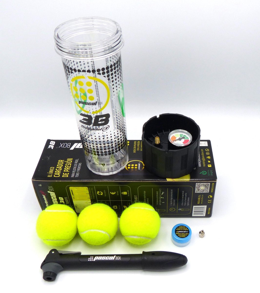 Pascalbox:  drukregelaar tennis- en peddelballen