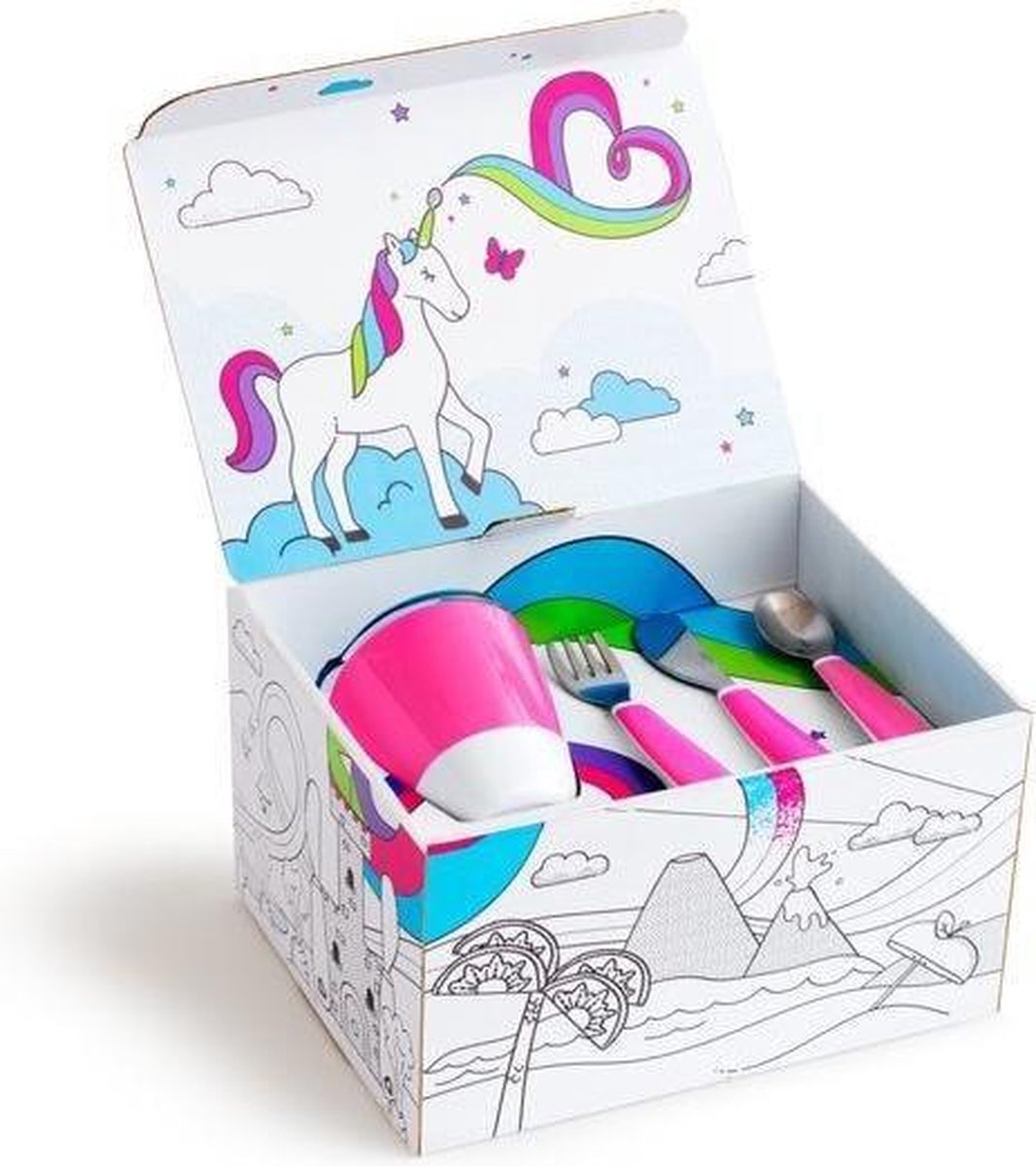 Munchkin color Me Hungry 7-delige Kinderservies - Pink