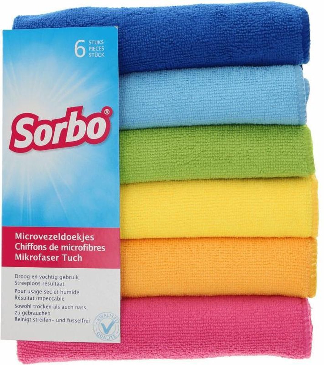 Sorbo Microvezeldoek - 40x40cm - 6 Stuks - Multi