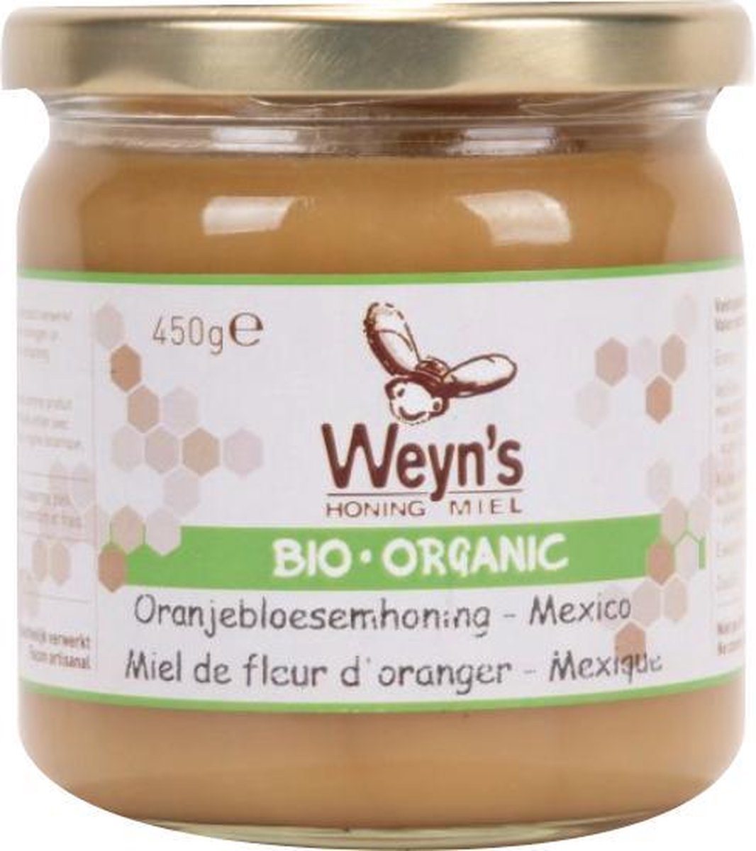 Biologische oranjebloesemhoning vast Mexico  - 450g - Weyn's - Honing vloeibaar