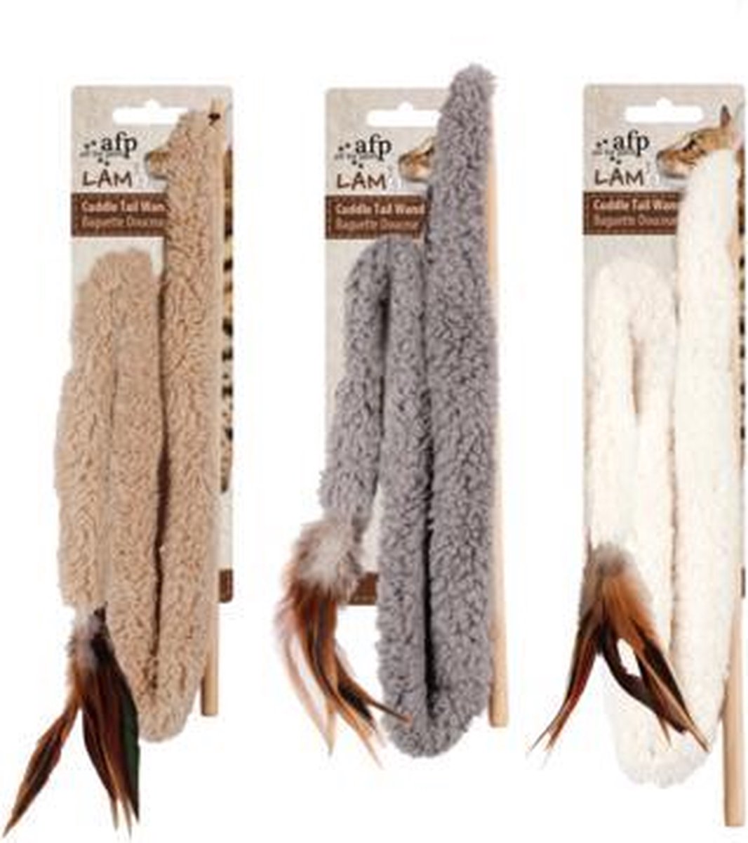 AFP - Lamswol - Kattenknuffel - Gevuld met catnip - Krakend Plastic - Assorti