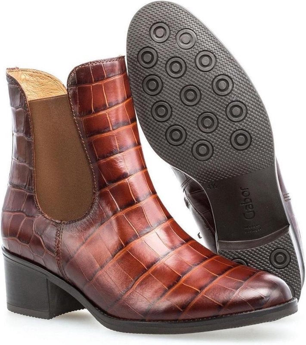 Gabor 31.650.34 Dames Enkellaars - Cognac Bruin - Maat 40