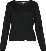 Cassis - Truitje met lurex en geschulpte boord - Zwart