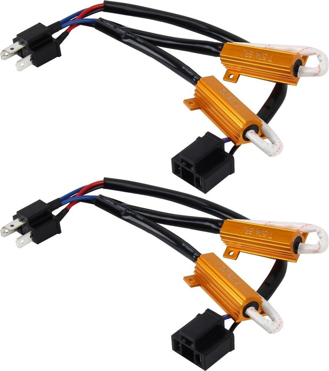 2 STKS H4 Auto Canbus Fout Canceller Decoder Belastingsweerstand LED 50 W 8 Ohm Geen knipperende Decoder Hittebestendigheid Aluminium behuizing Koellichaam High Power Metalen schaal Weerstand