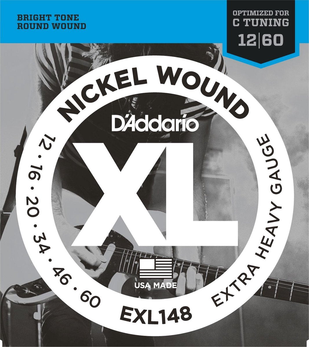 E-Git. EXL148 12-60 Drop C nikkel omwonden snaren