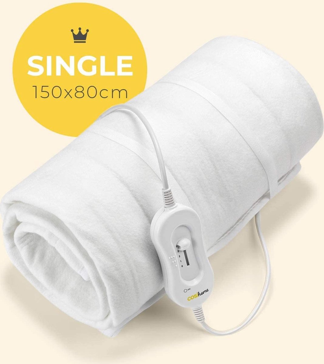 Enkelvoudige Elektrische Deken 150 x 80 cm - Premium Elektrische Onderdeken met Veiligheidssysteem en Oververhittingsbeveiliging - 3 Warmtestanden met Afstandsbediening