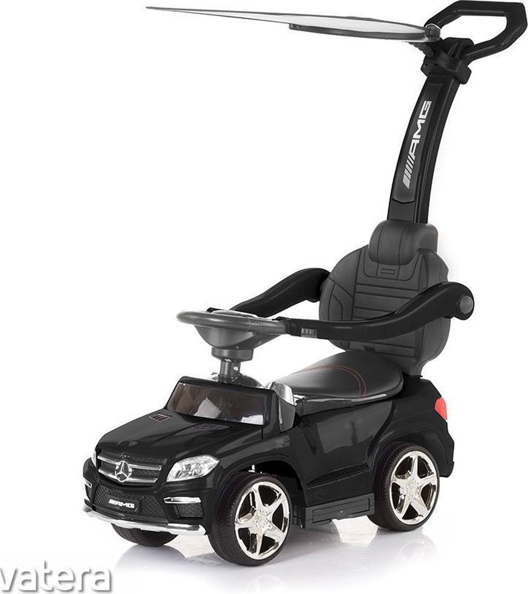 Mercedes GL63 AMG Loopauto - Duwauto - 3 in 1 - Met zonwering - Leren stoel - Met duwstang - Zwart