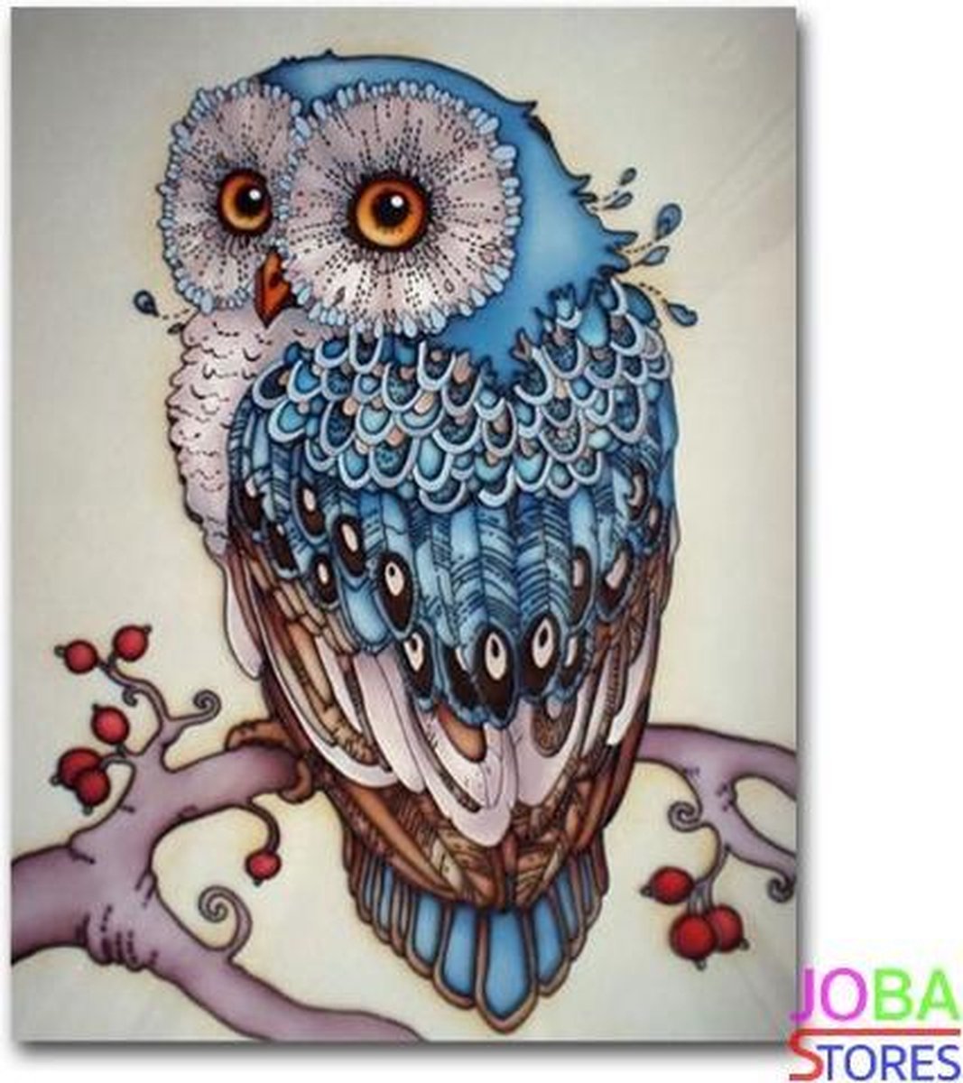 Diamond Painting "JobaStores®" Blauwe Uil - volledig - 30x40cm - rond