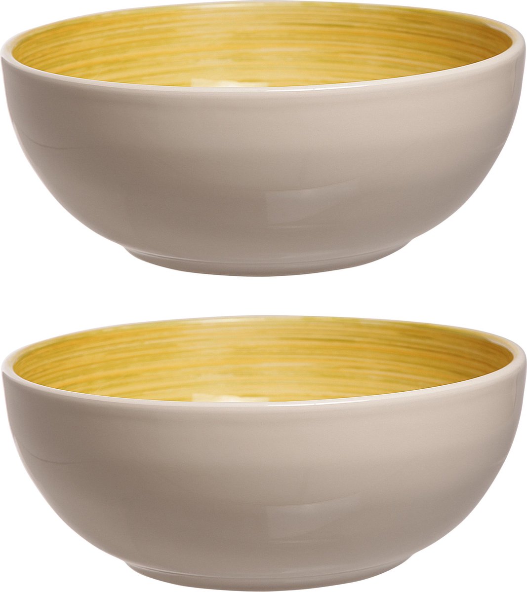 3x stuks salade schalen/kommen rond Turbolino geel 25 cm - Saladeschalen - Slakommen