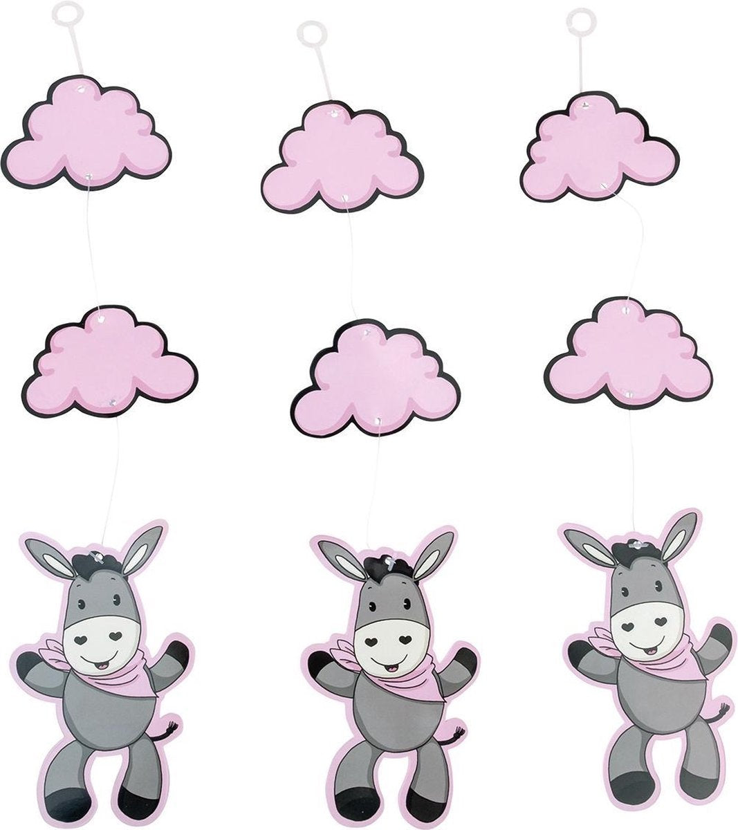 Tib Hangdecoratie Donkey Meisjes 35 Cm Karton Roze 3 Stuks