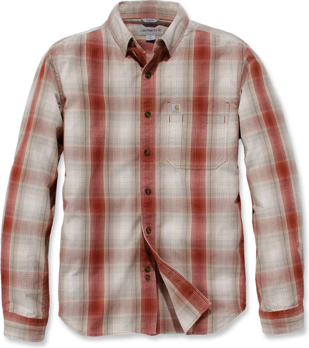 CARHARTT - ESSENTIAL PLAID SHIRT - Long Sleeve - DARK BARN RED - mannen