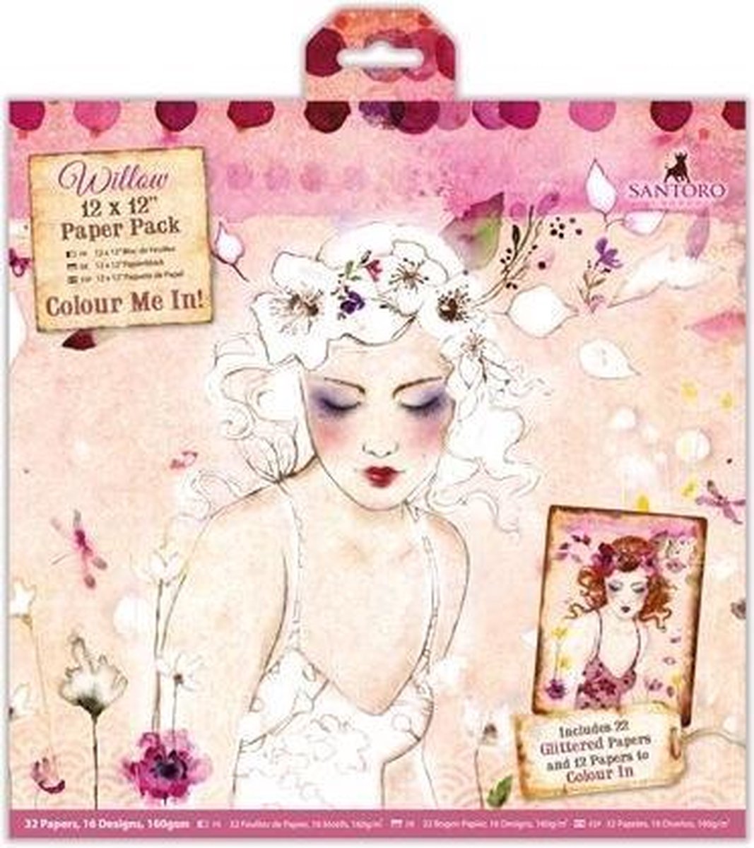 12 x 12 Inch Colour Me In Papierpak  (32-pak) - Santoro