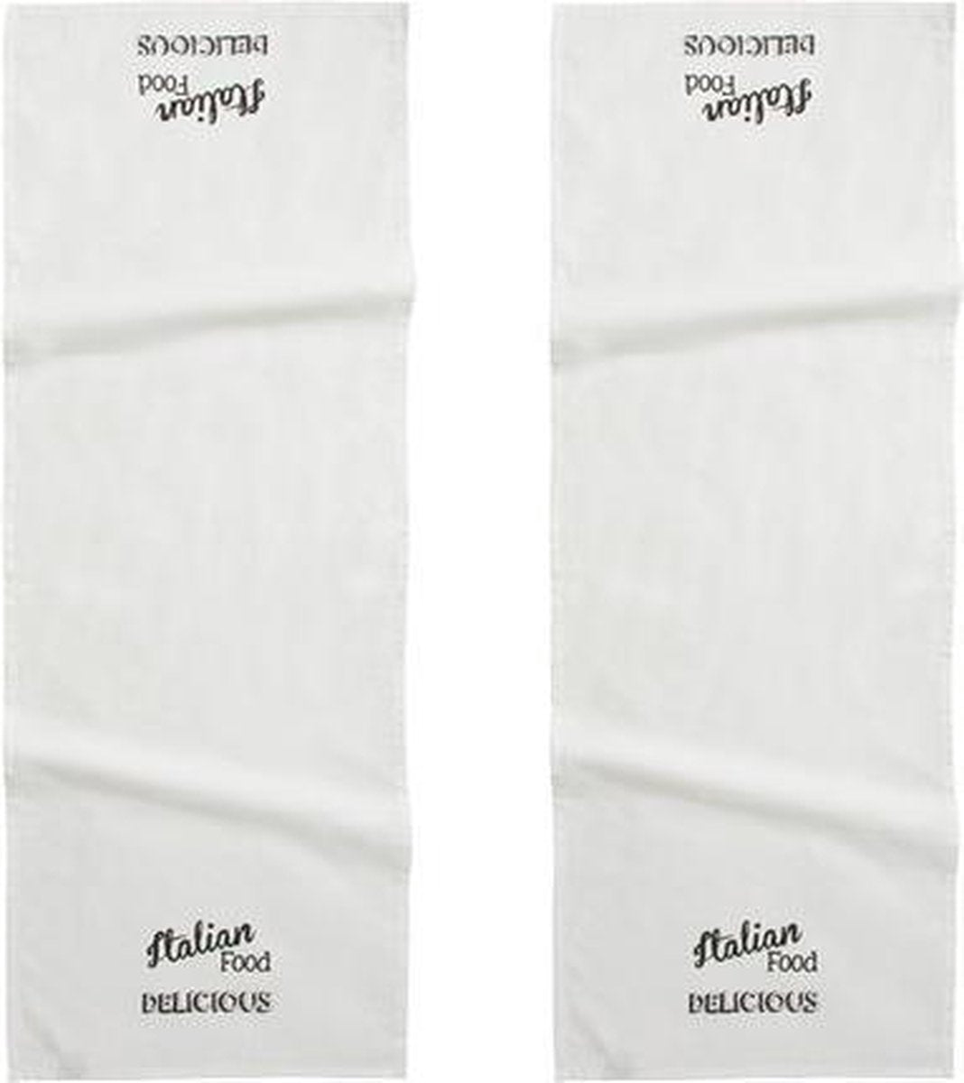 DDDDD Tafelloper Italian Food 50x150cm Wit