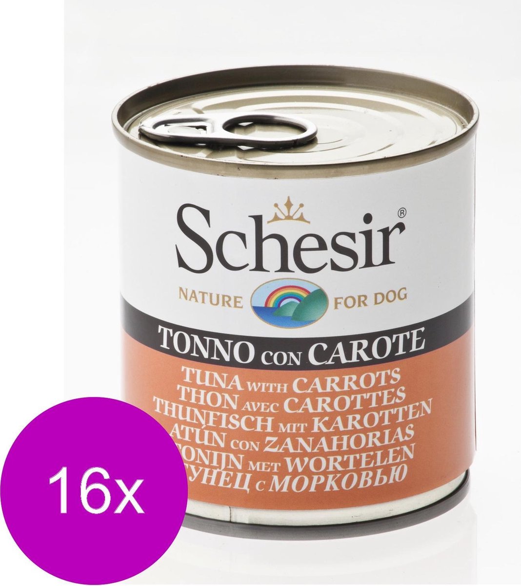 Schesir Hond Blik Gelei 285 g - Hondenvoer - 16 x Tonijn&Wortel
