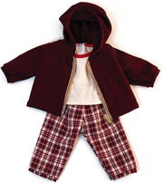 Miniland Poppenkleding Winter Wit/bordeaux 3-delig