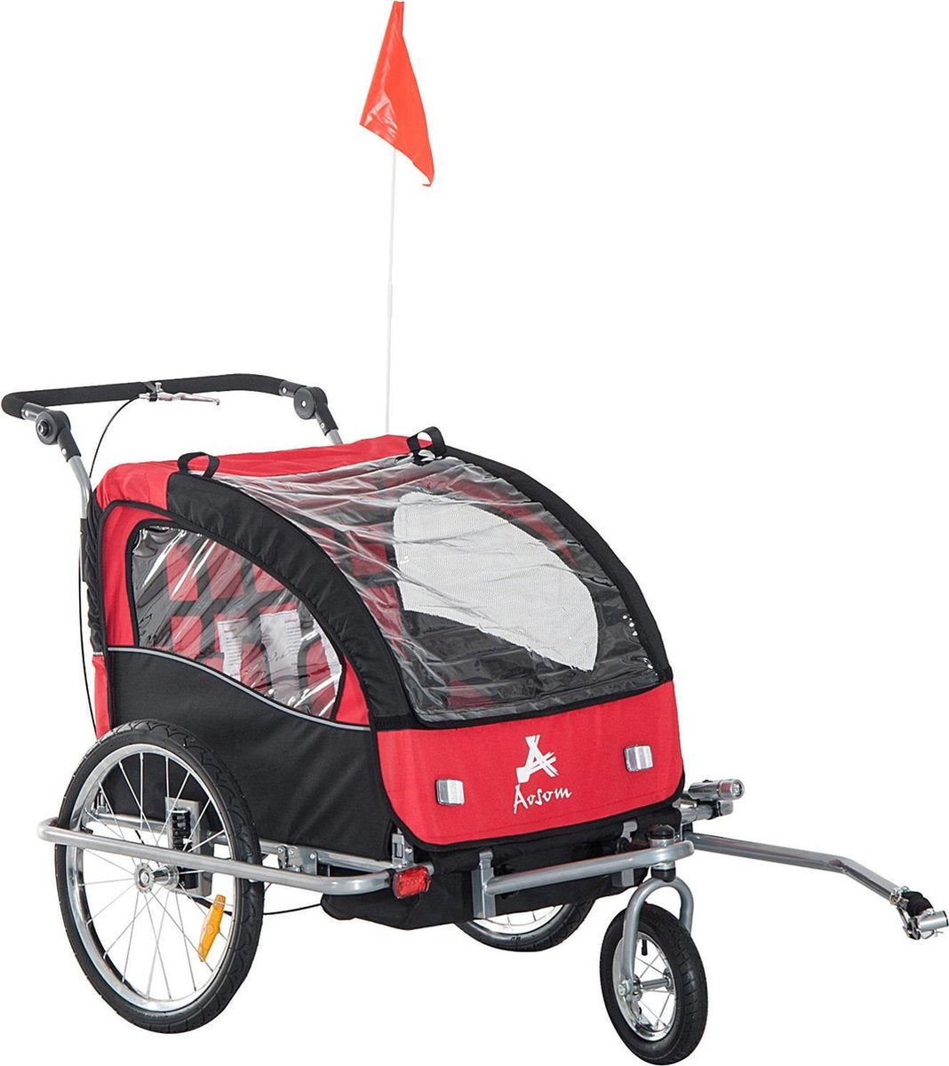 HOMdotCOM Fietskar Buggy 2-in-1 zwart/rood