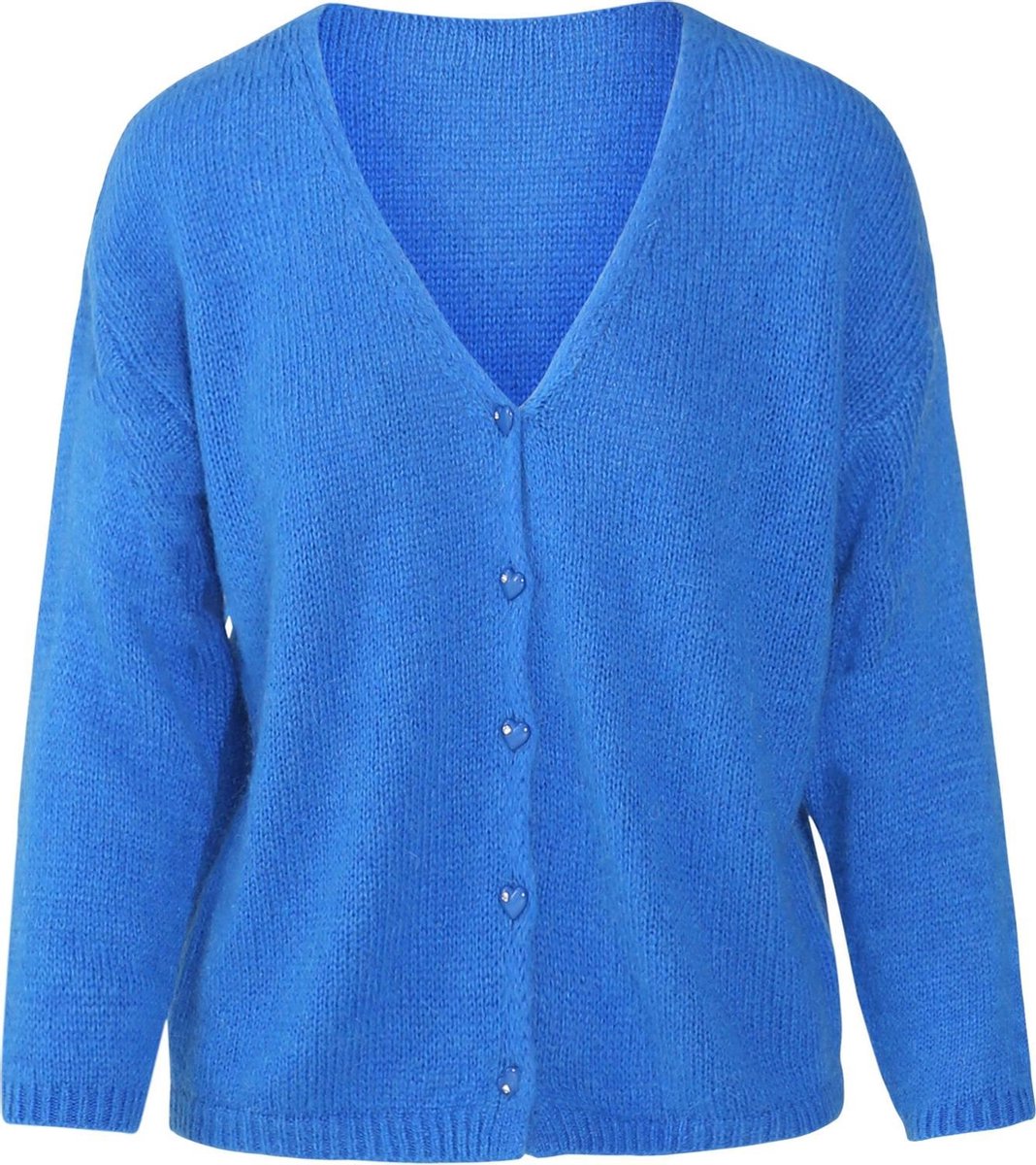 Cassis - Cardigan met hartvormige knoopjes - Bic blauw