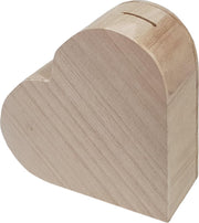 Houten spaarpot hartvorm