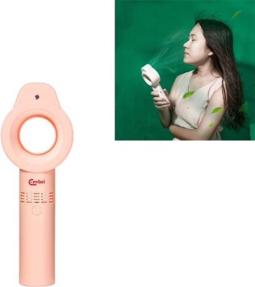 Creative Desktop Leafless Fan USB Opladen Draagbare Mini Spray Fan (roze)