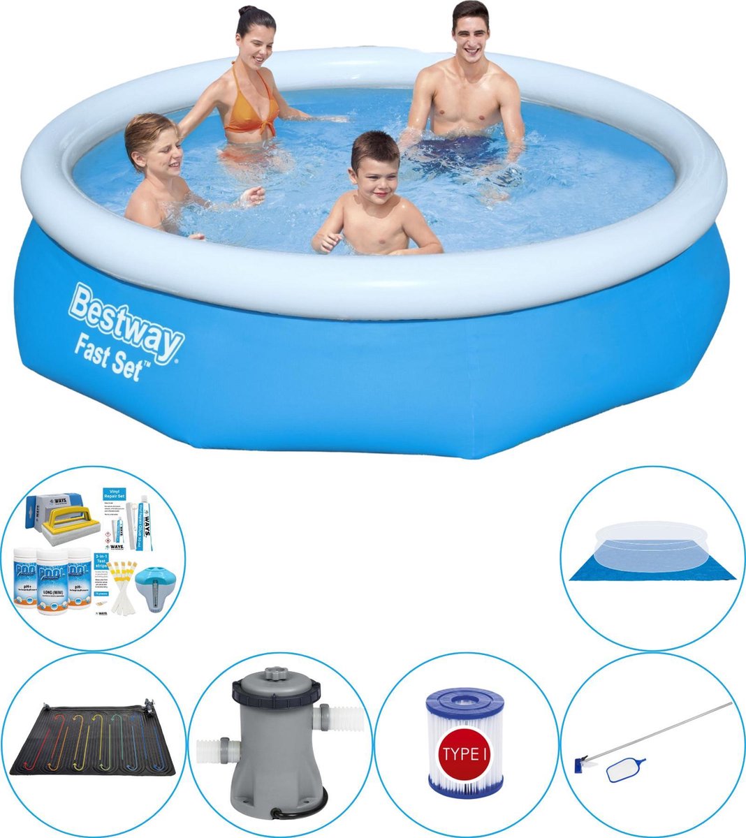 Bestway Fast Set Rond 305x76 cm - 7-delig - Zwembad Met Accessoires