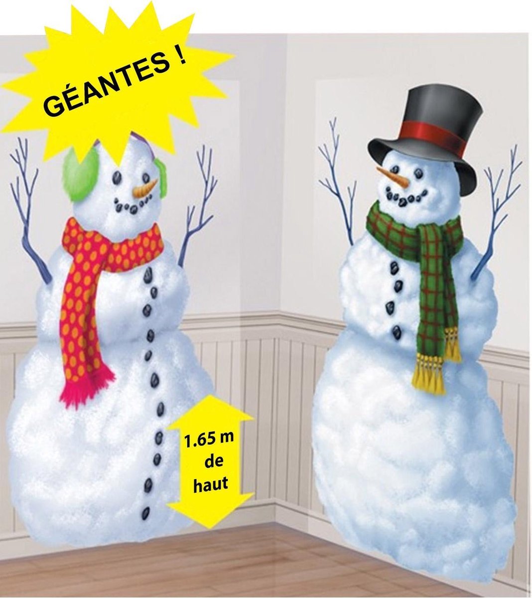 AMSCAN - 2 muurdecoraties Sneeuwpopen - Decoratie > Muur-