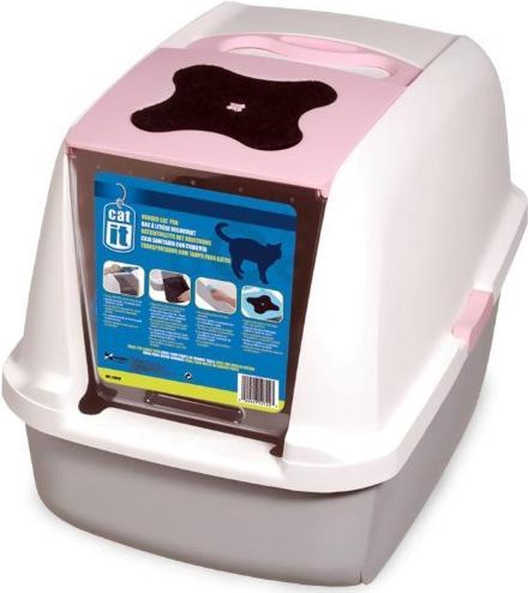 Kattentoilet met afdekking roze