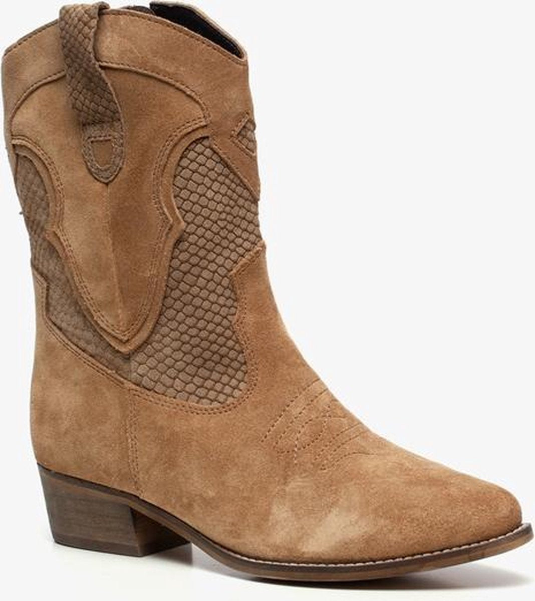 TwoDay suede dames cowboy western laarsjes - Beige - Maat 36