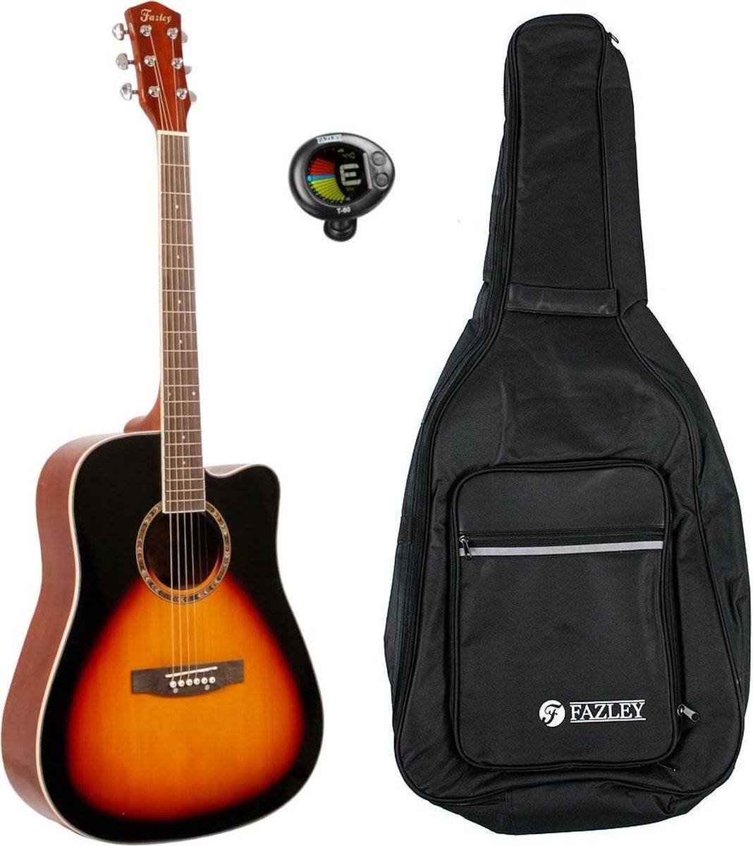 Fazley W65-SB akoestische western gitaar sunburst + gigbag + stemapparaat