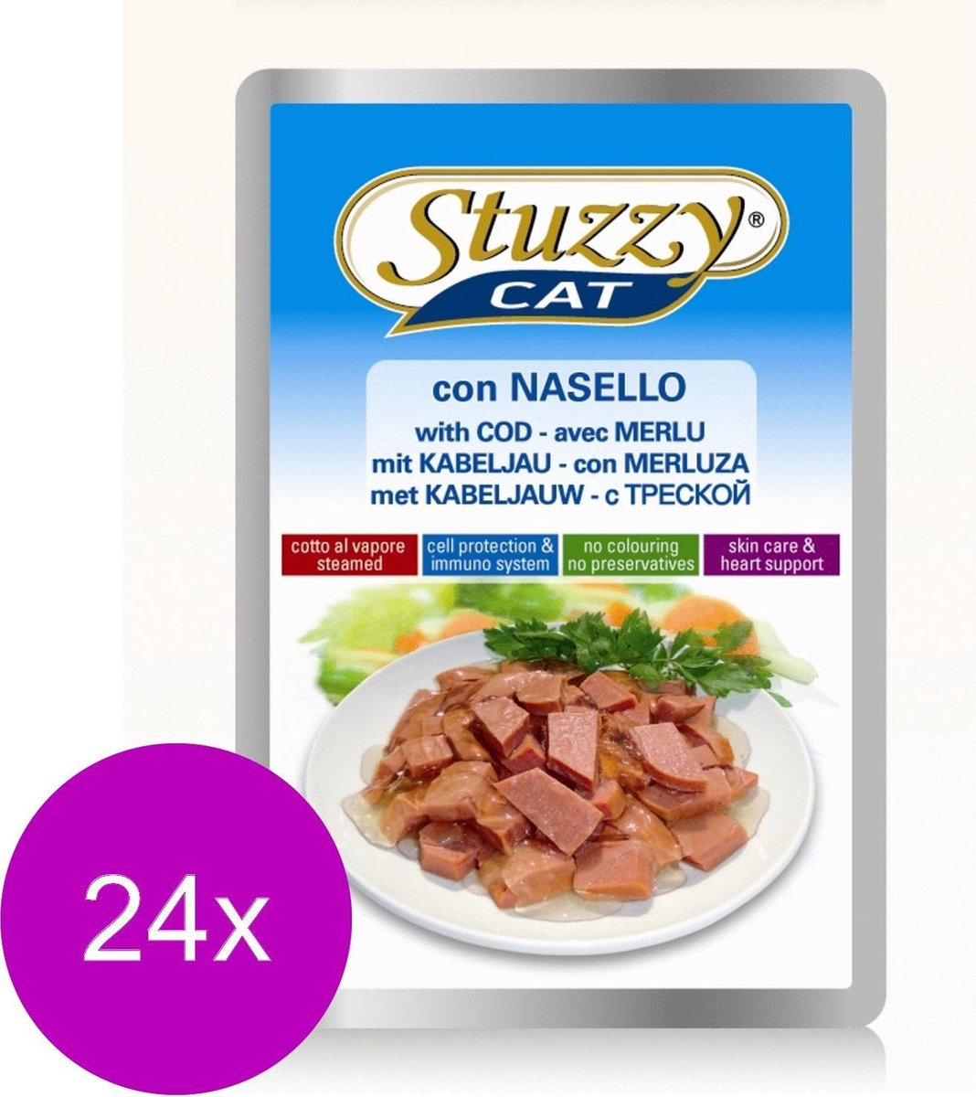 Stuzzy Pouch Adult 100 g - Kattenvoer - 24 x Kabeljauw
