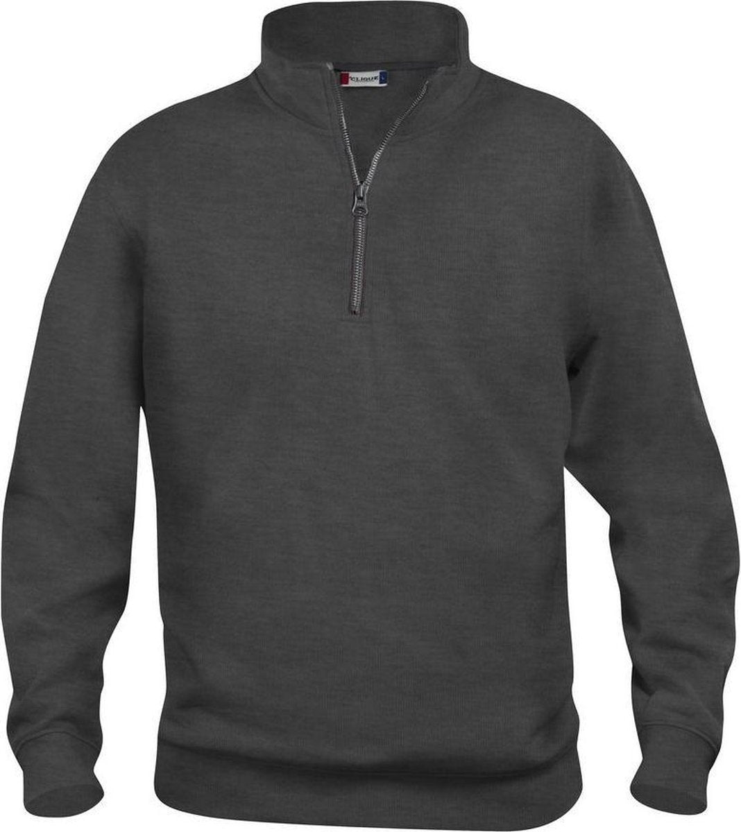 Clique Basic halfzip Antraciet Melange maat L