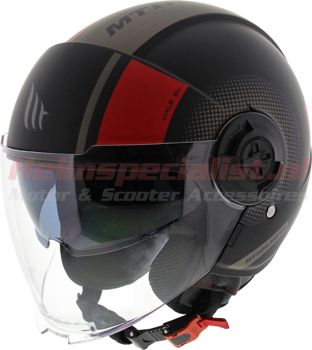 MT Jet helm Viale SV Phantom mat zwart rood S motorhelm scooterhelm