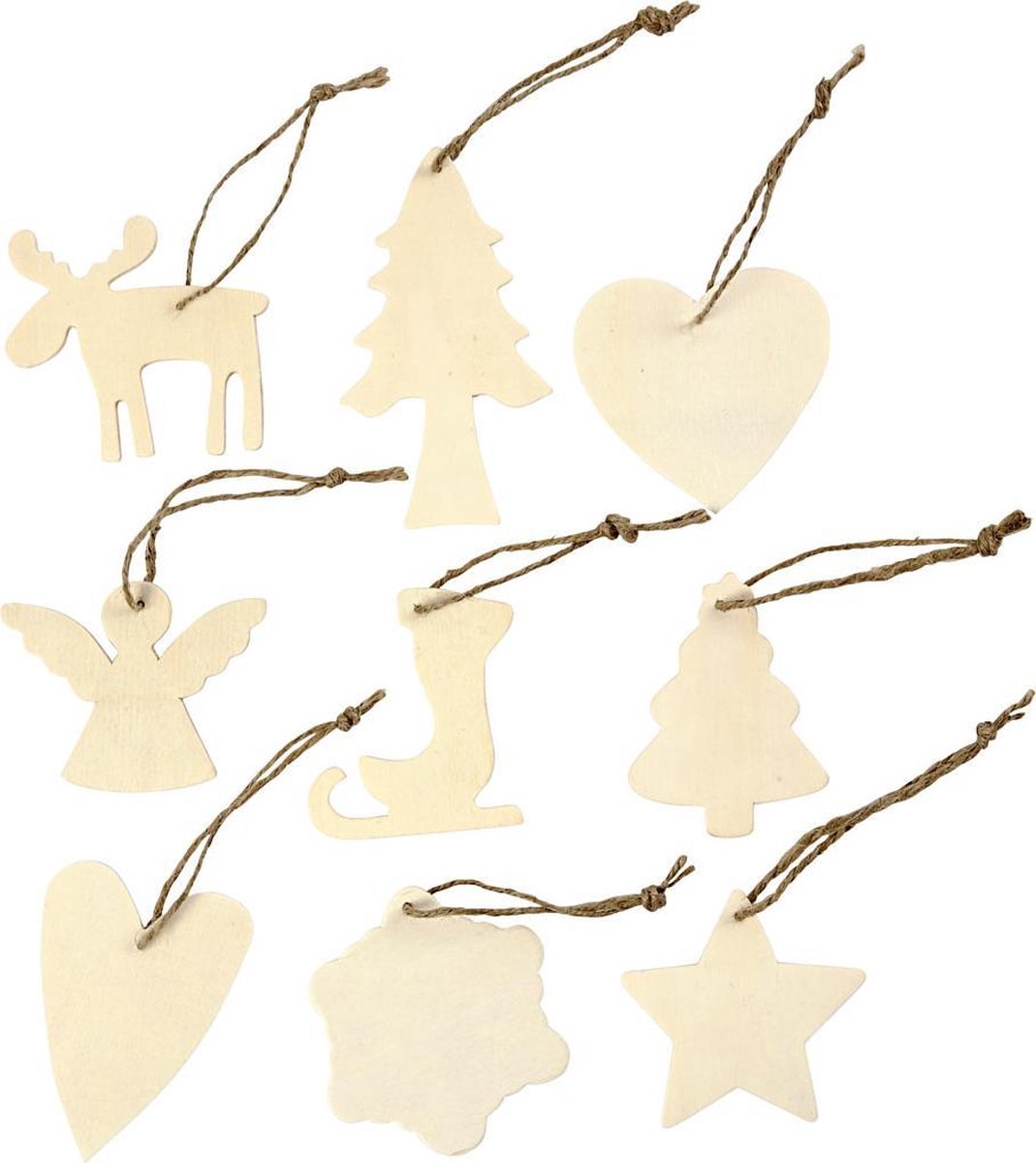 Wooden Ornament. christmas. 7-8 cm. plywood. 72 pc