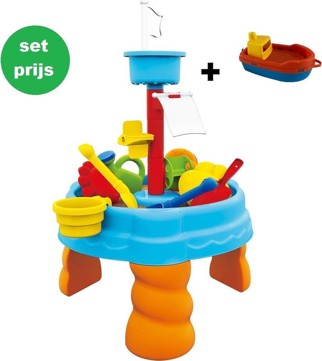 Summertime zand- en watertafel met extra 14cm bootje.
