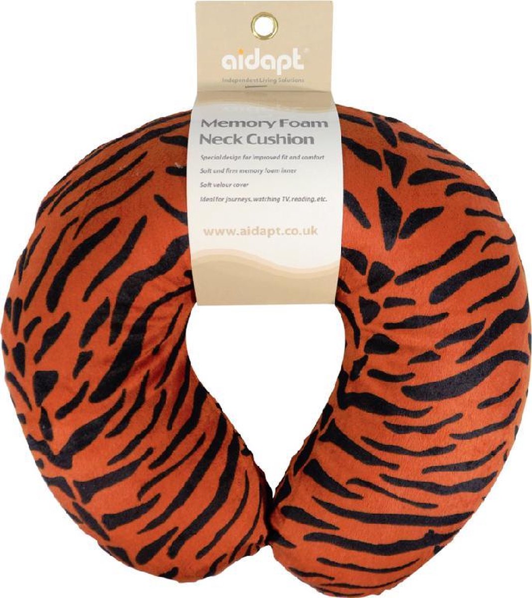 Aidapt nekkussen reiskussen - memoryfoam bruine tijger print